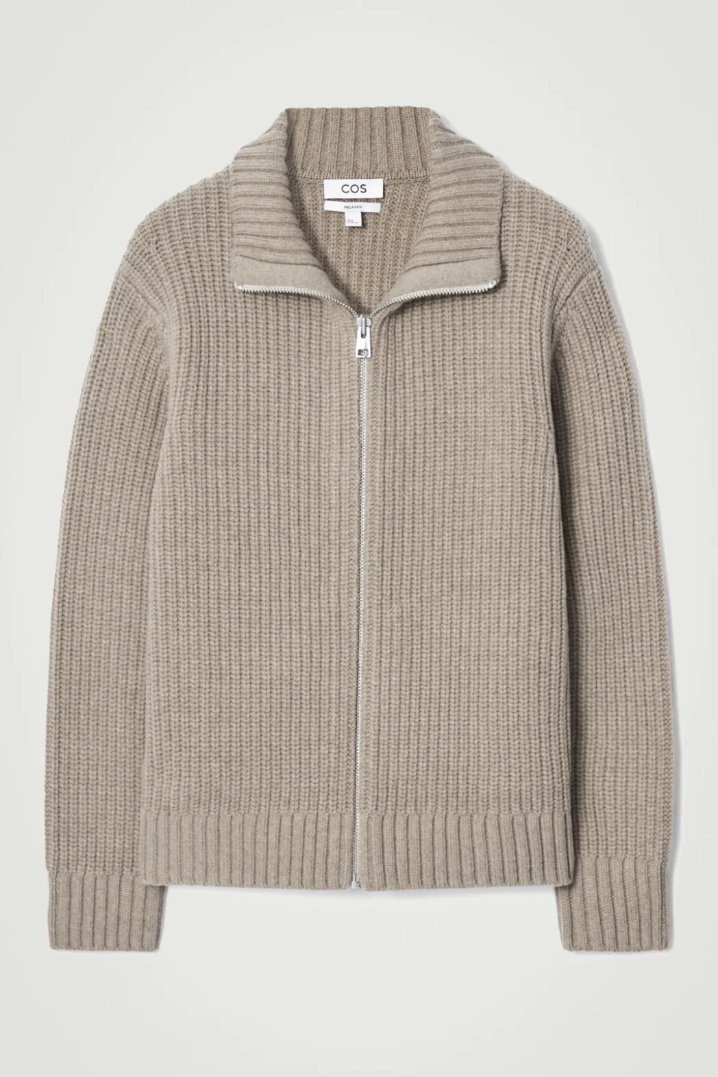 Outlet COS FUNNEL-NECK KNITTED WOOL JACKET BEIGE