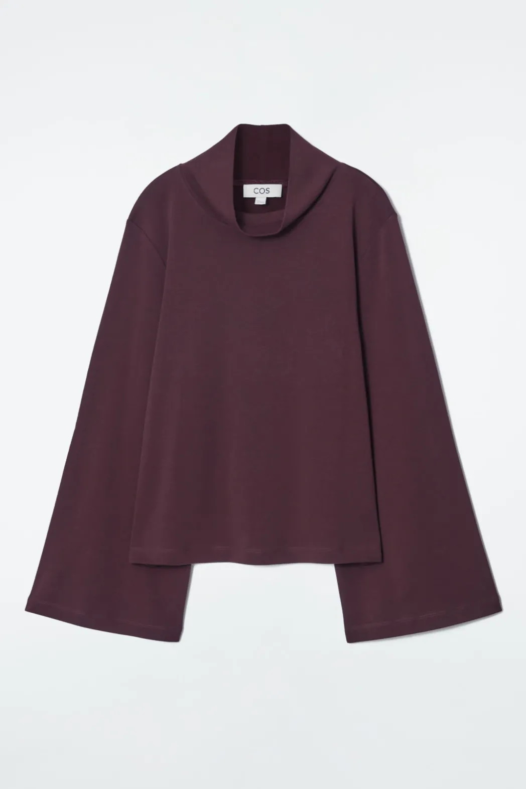 Outlet COS FUNNEL-NECK LONG-SLEEVED T-SHIRT BURGUNDY