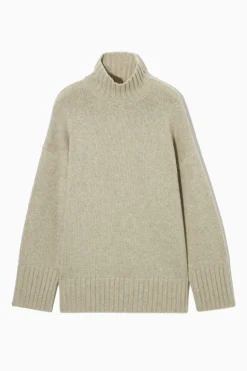 New COS FUNNEL-NECK PURE CASHMERE SWEATER CREAM