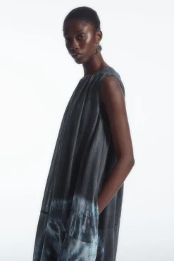 Online COS GATHERED A-LINE MAXI DRESS NAVY / BLUE