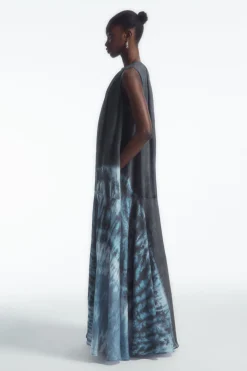 Online COS GATHERED A-LINE MAXI DRESS NAVY / BLUE