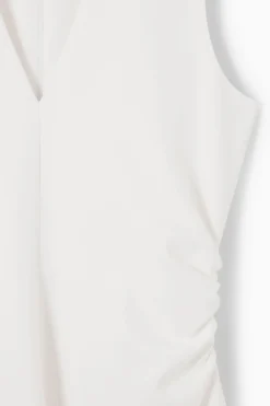 Discount COS GATHERED ASYMMETRIC MIDI DRESS WHITE