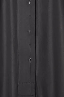 New COS GATHERED BALLOON-SLEEVE MIDI DRESS BLACK