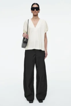 Sale COS GATHERED COTTON BLOUSE WHITE