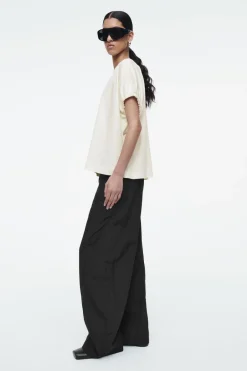 Sale COS GATHERED COTTON BLOUSE WHITE