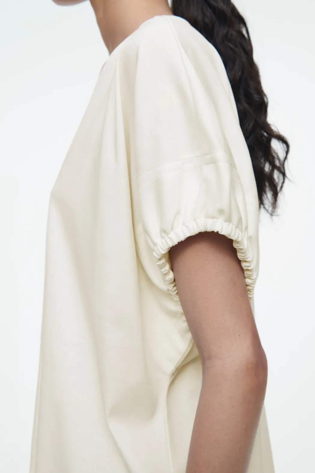 Sale COS GATHERED COTTON BLOUSE WHITE