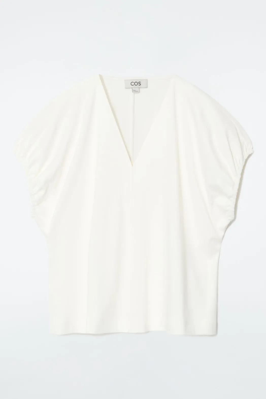 Sale COS GATHERED COTTON BLOUSE WHITE