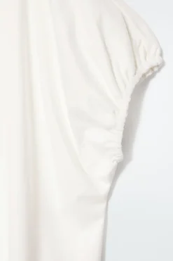 Sale COS GATHERED COTTON BLOUSE WHITE