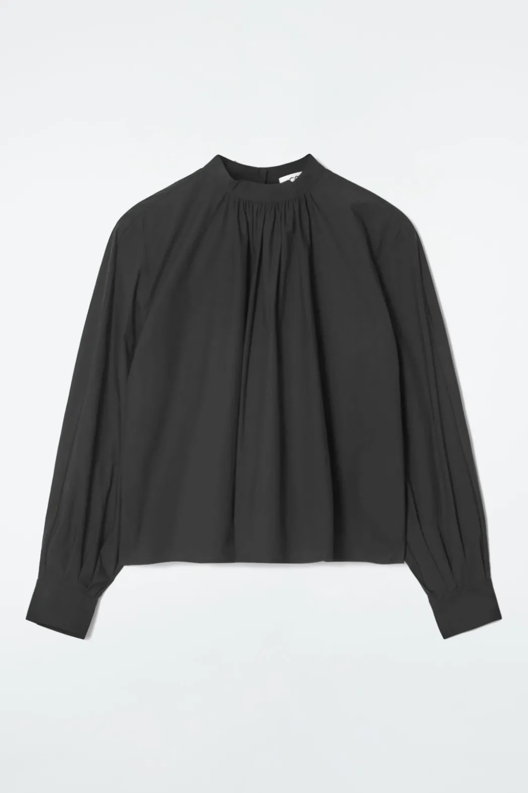 Best COS GATHERED COTTON BLOUSE BLACK