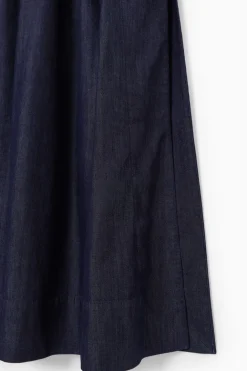 Online COS GATHERED DENIM MAXI SKIRT DARK BLUE