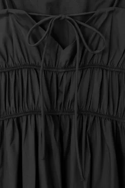 Discount COS GATHERED-WAIST MIDI DRESS BLACK