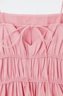 New COS GATHERED-WAIST MIDI DRESS PINK