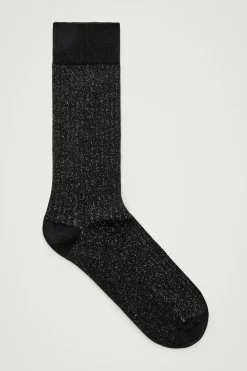Hot COS GLITTERED RIBBED SOCKS BLACK