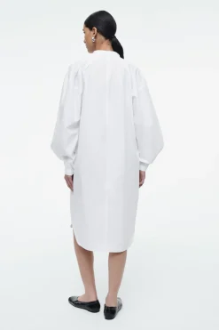 Clearance COS GRANDAD-COLLAR MIDI SHIRT DRESS WHITE