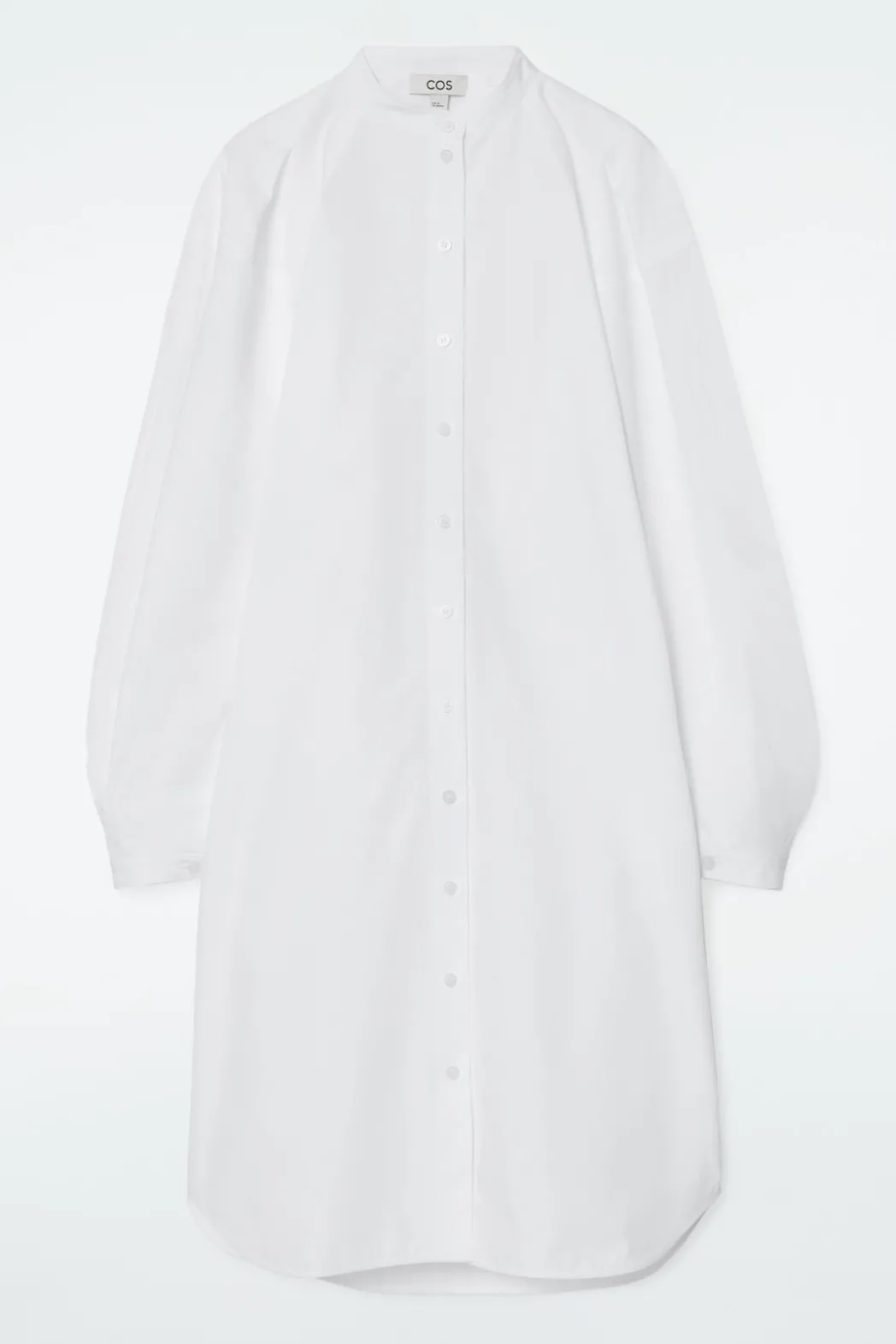 Clearance COS GRANDAD-COLLAR MIDI SHIRT DRESS WHITE