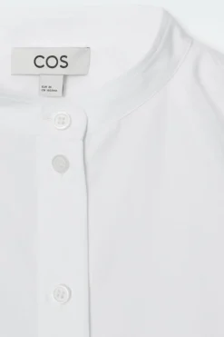 Clearance COS GRANDAD-COLLAR MIDI SHIRT DRESS WHITE