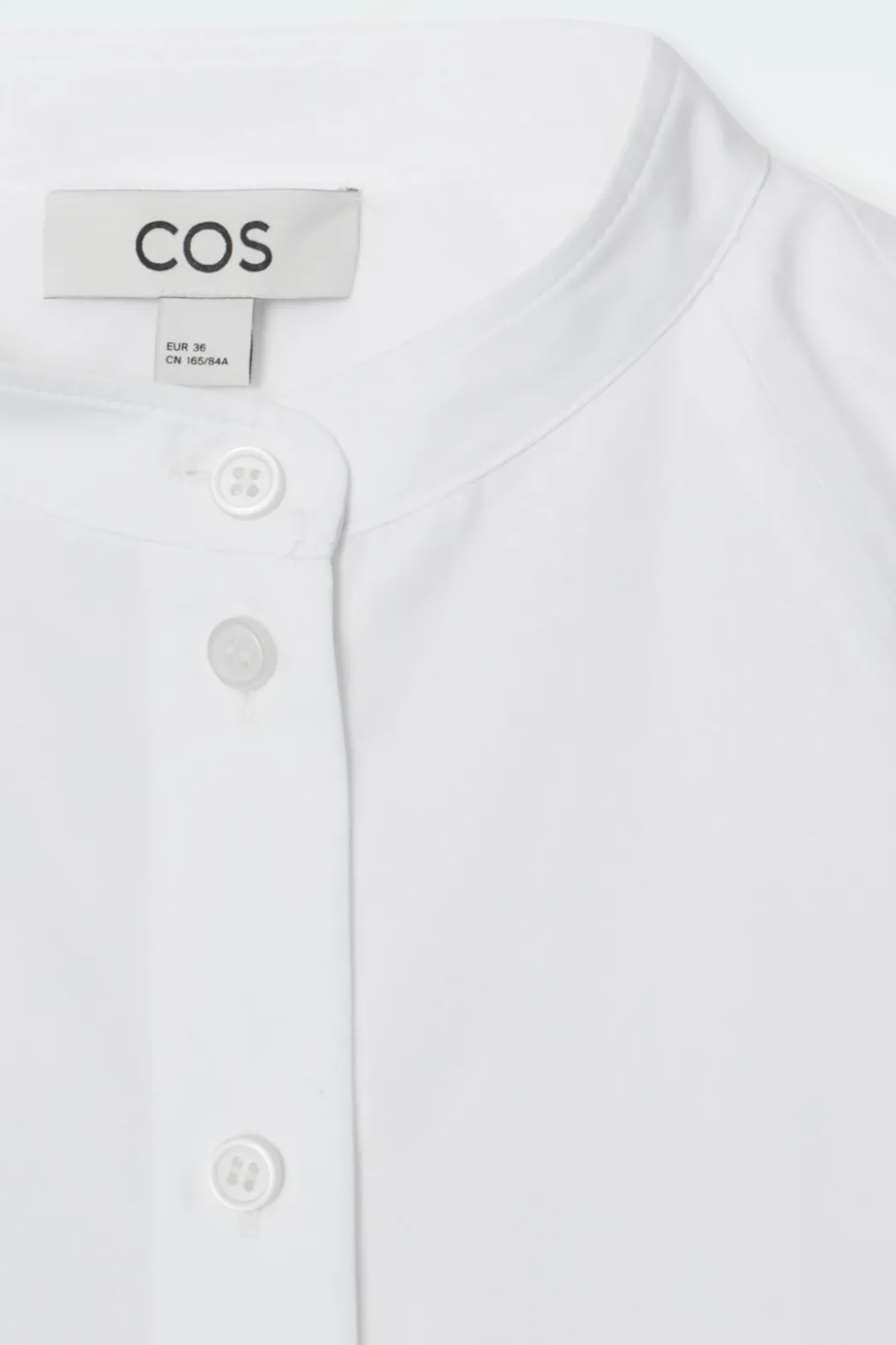 Clearance COS GRANDAD-COLLAR MIDI SHIRT DRESS WHITE