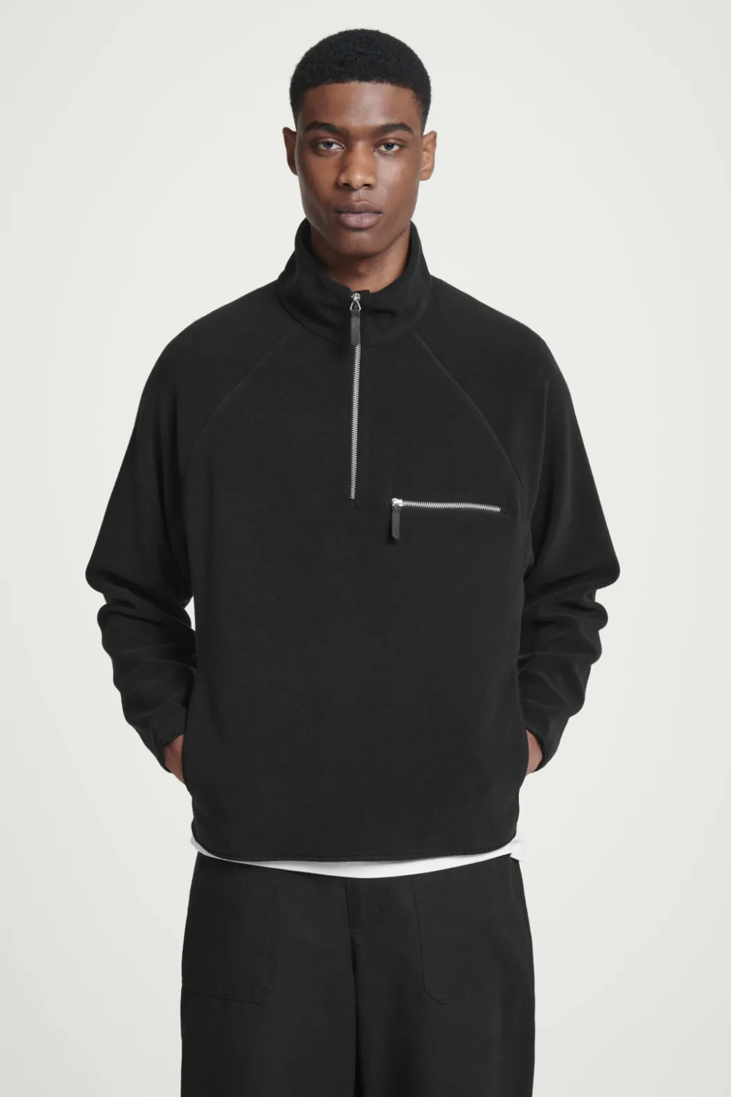 Best COS HALF-ZIP SHERPA FLEECE SWEATER BLACK