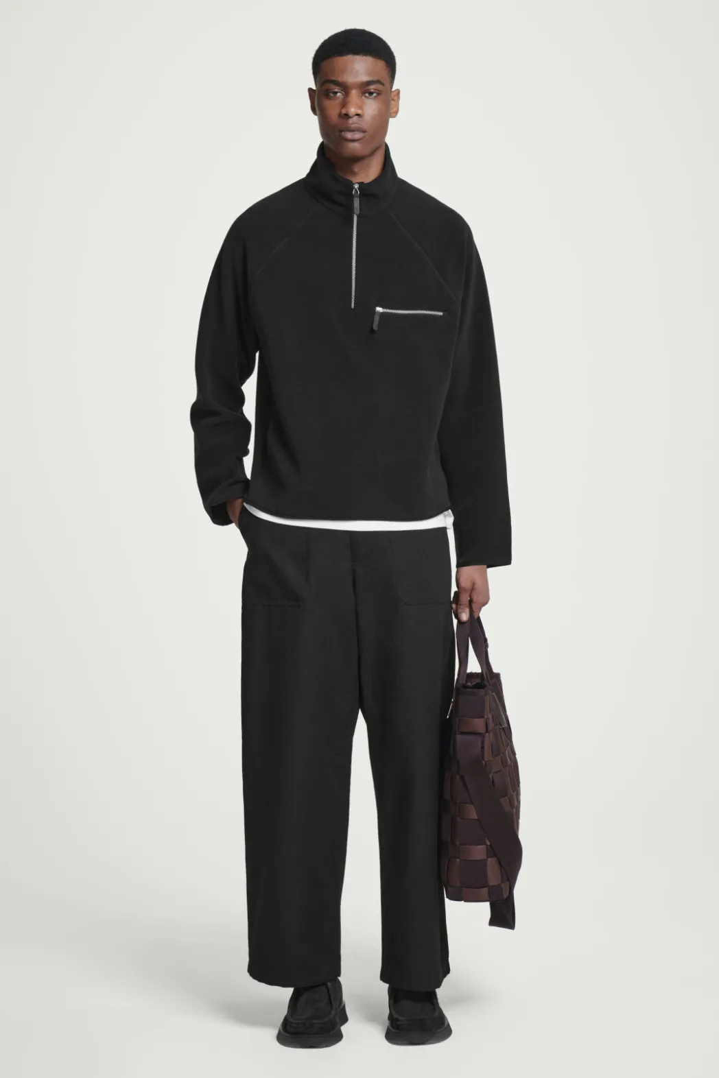 Best COS HALF-ZIP SHERPA FLEECE SWEATER BLACK