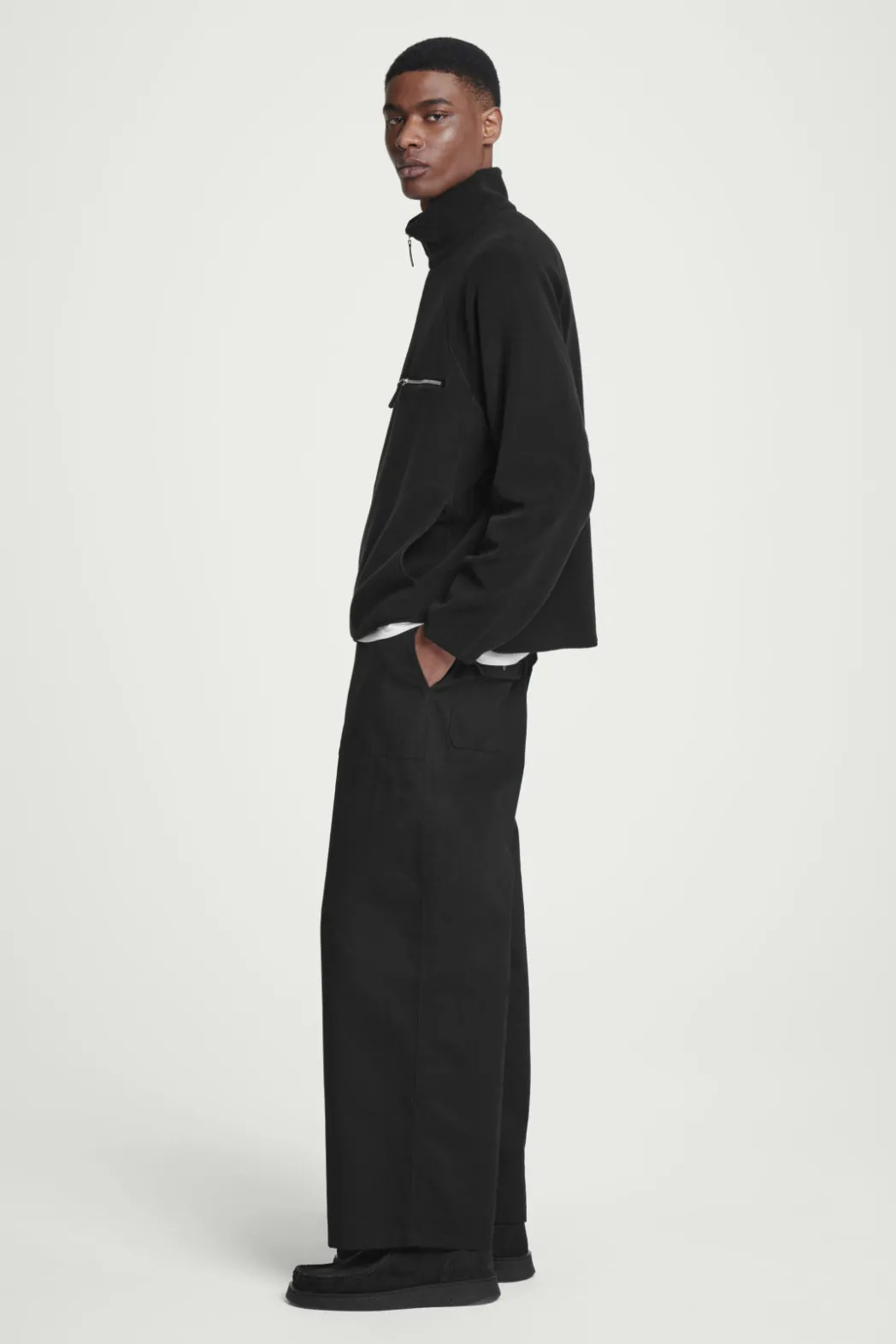 Best COS HALF-ZIP SHERPA FLEECE SWEATER BLACK
