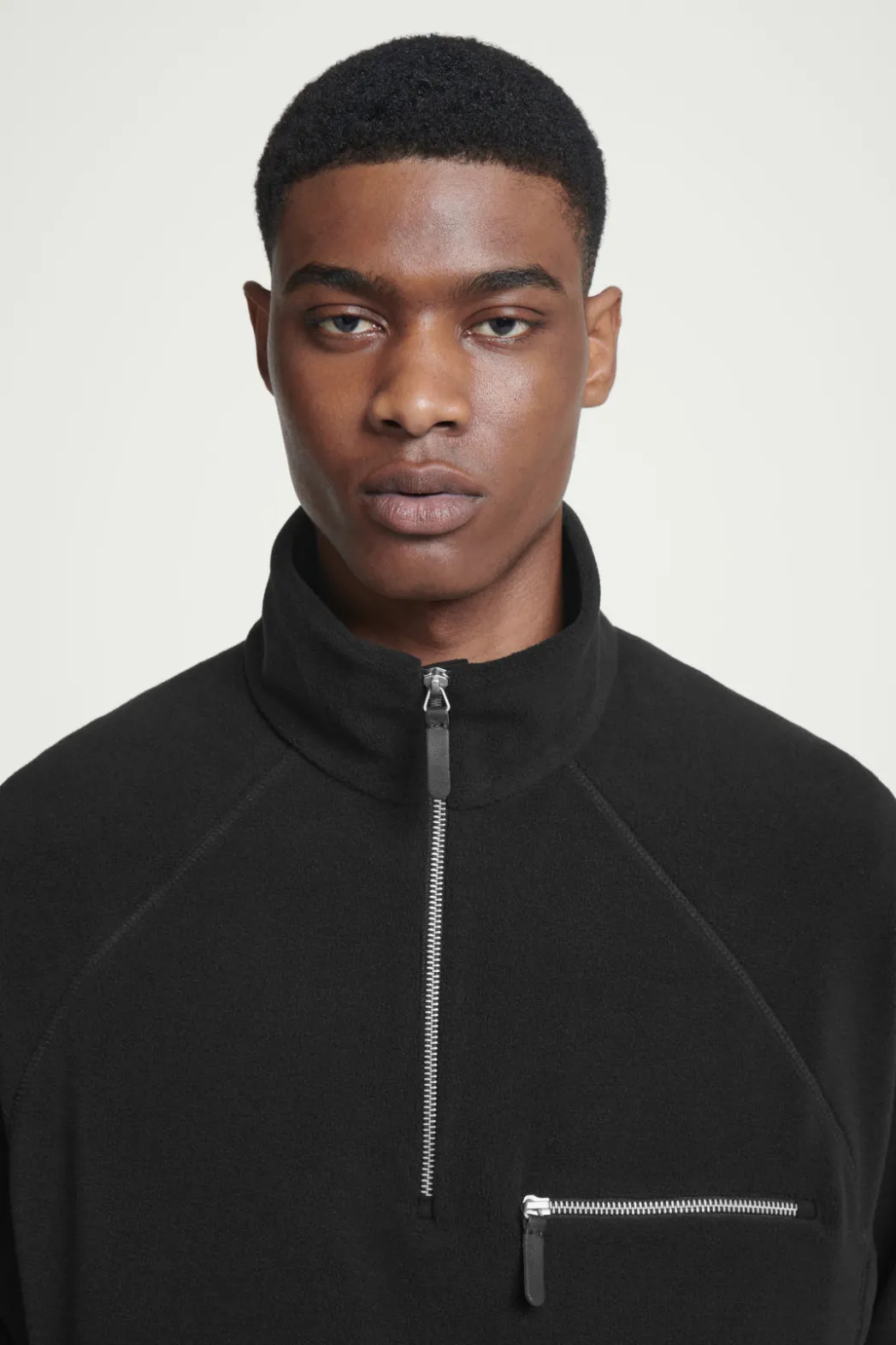 Best COS HALF-ZIP SHERPA FLEECE SWEATER BLACK