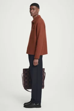 COS HALF-ZIP WOOL-BLEND SWEATER RUST