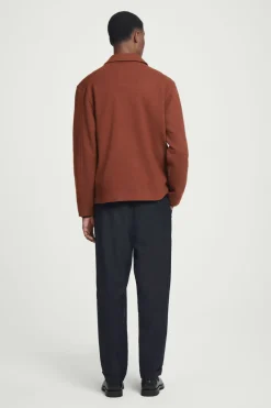 COS HALF-ZIP WOOL-BLEND SWEATER RUST