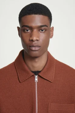 COS HALF-ZIP WOOL-BLEND SWEATER RUST