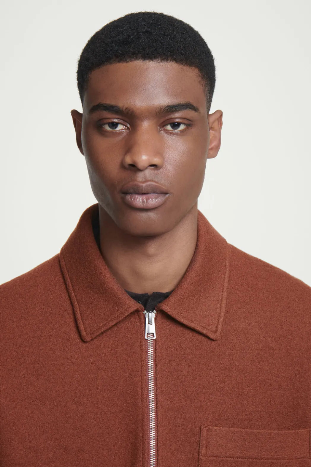 COS HALF-ZIP WOOL-BLEND SWEATER RUST