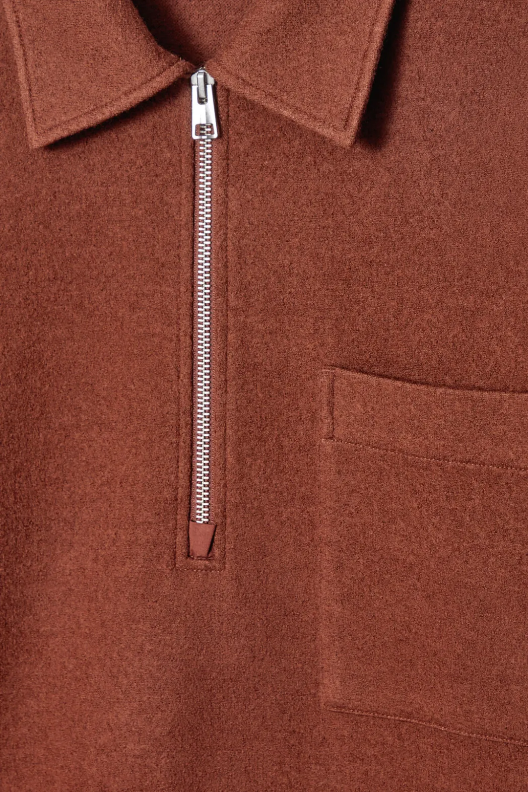COS HALF-ZIP WOOL-BLEND SWEATER RUST