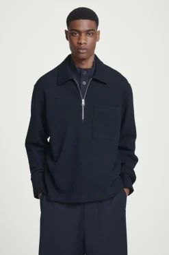Clearance COS HALF-ZIP WOOL-BLEND SWEATER NAVY