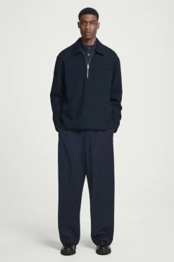 Clearance COS HALF-ZIP WOOL-BLEND SWEATER NAVY