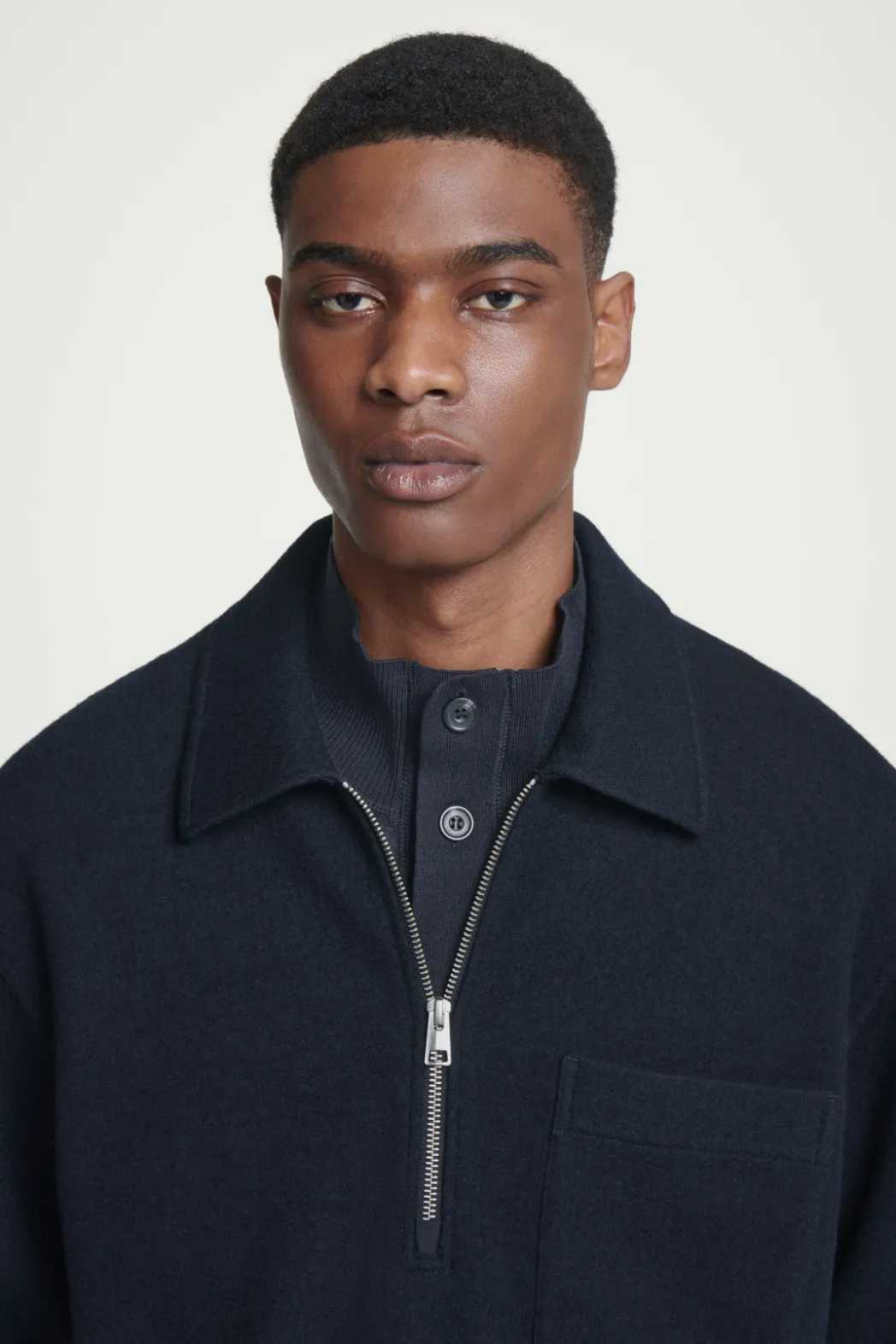 Clearance COS HALF-ZIP WOOL-BLEND SWEATER NAVY
