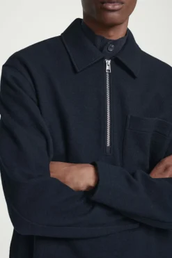Clearance COS HALF-ZIP WOOL-BLEND SWEATER NAVY