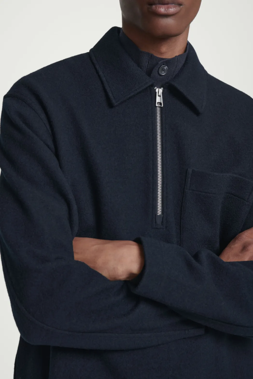 Clearance COS HALF-ZIP WOOL-BLEND SWEATER NAVY