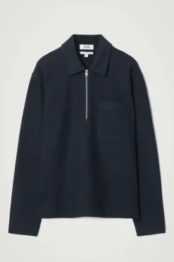 Clearance COS HALF-ZIP WOOL-BLEND SWEATER NAVY
