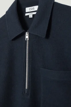 Clearance COS HALF-ZIP WOOL-BLEND SWEATER NAVY