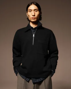 Clearance COS HALF-ZIP WOOL-BLEND SWEATER NAVY