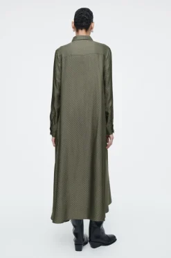 Outlet COS HERRINGBONE MAXI SHIRT DRESS KHAKI / HERRINGBONE