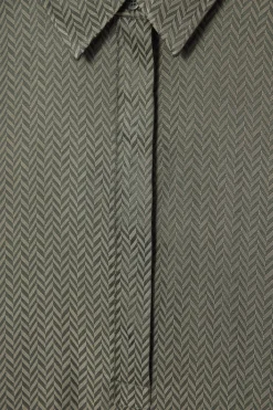 Outlet COS HERRINGBONE MAXI SHIRT DRESS KHAKI / HERRINGBONE