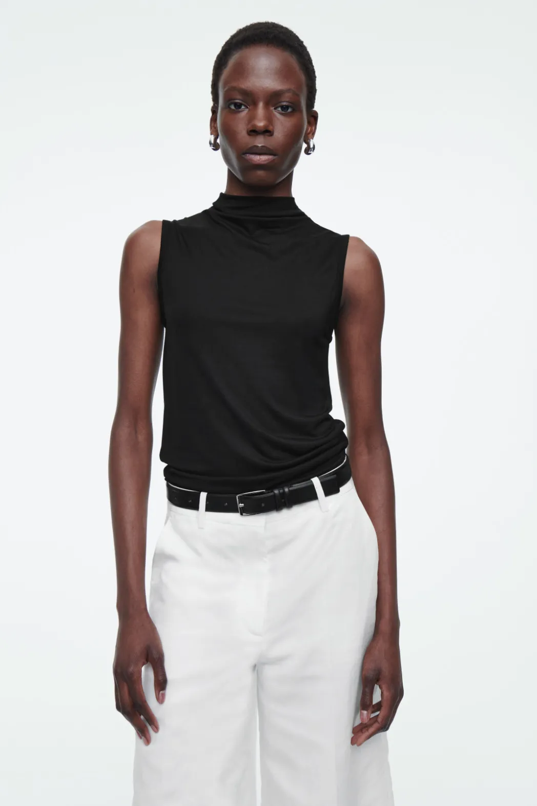 Outlet COS HIGH-NECK SLEEVELESS TANK TOP BLACK