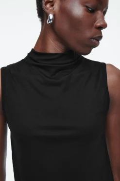 Outlet COS HIGH-NECK SLEEVELESS TANK TOP BLACK