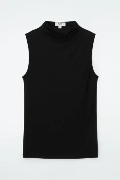 Outlet COS HIGH-NECK SLEEVELESS TANK TOP BLACK