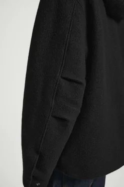 Discount COS HOODED BOILED WOOL PARKA JACKET BLACK