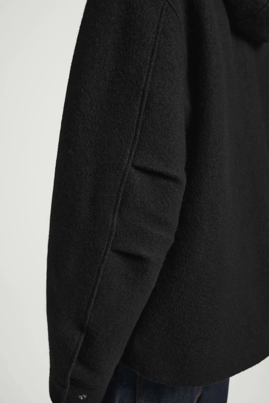 Discount COS HOODED BOILED WOOL PARKA JACKET BLACK
