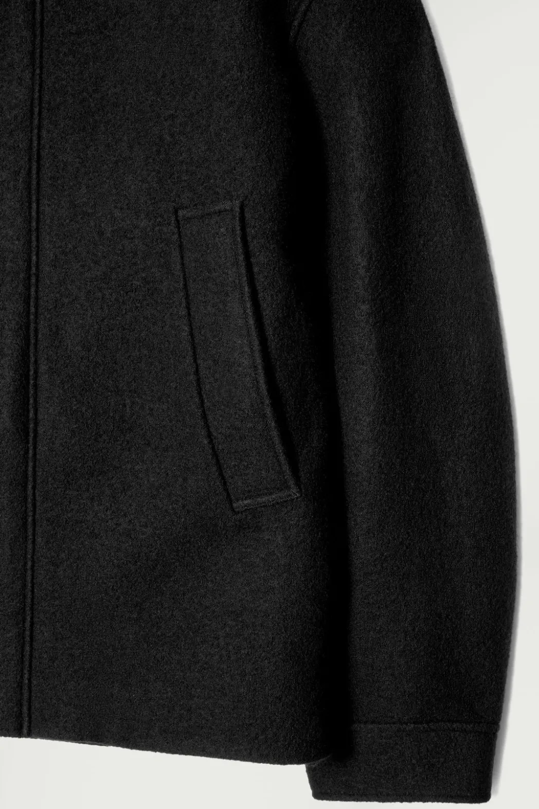 Discount COS HOODED BOILED WOOL PARKA JACKET BLACK