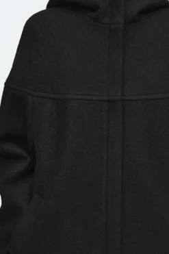 Outlet COS HOODED BOILED-WOOL COAT BLACK