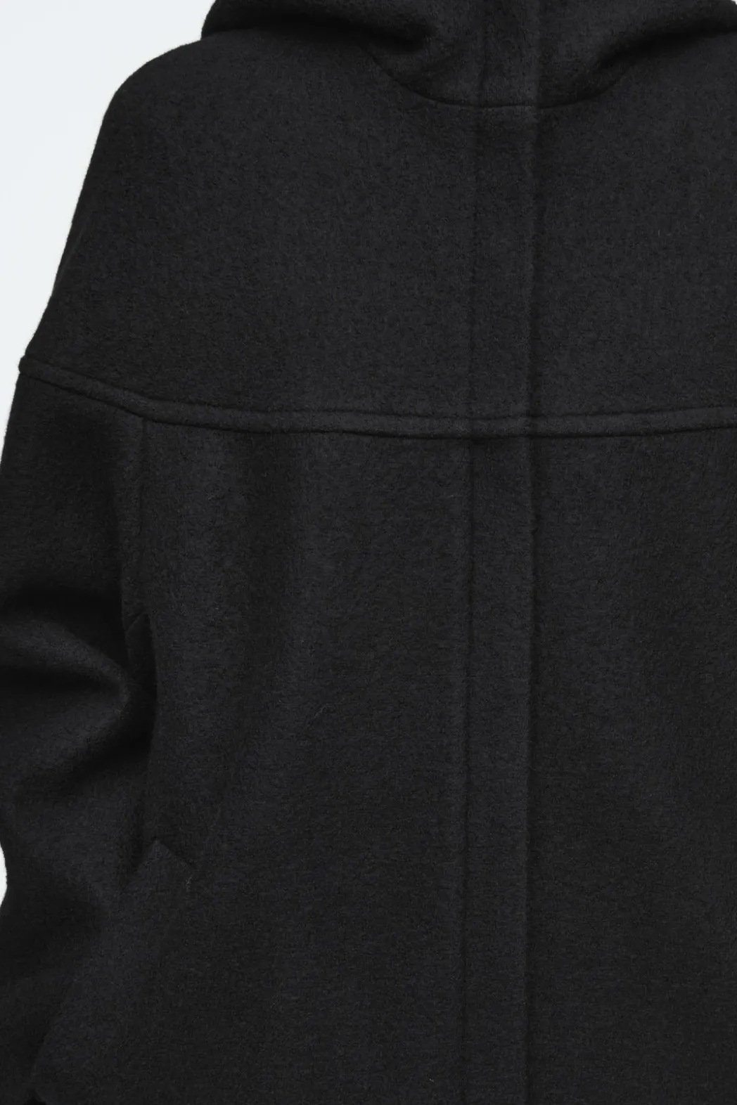 Outlet COS HOODED BOILED-WOOL COAT BLACK
