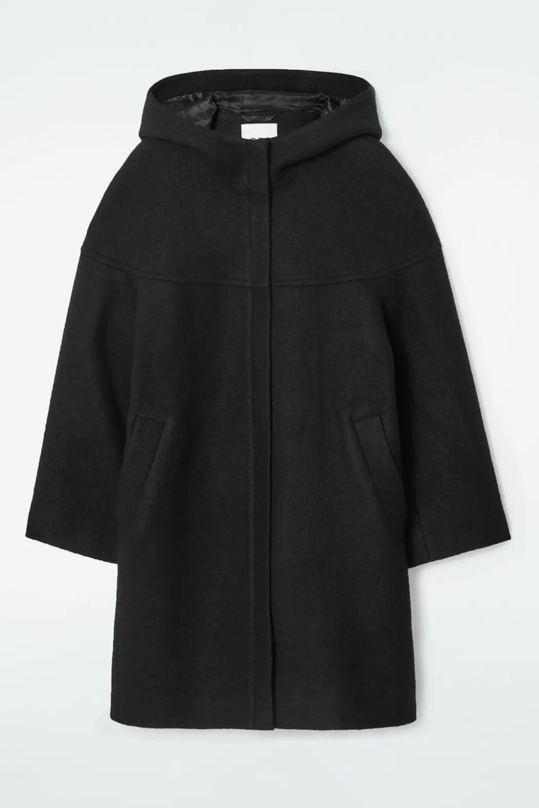 Outlet COS HOODED BOILED-WOOL COAT BLACK