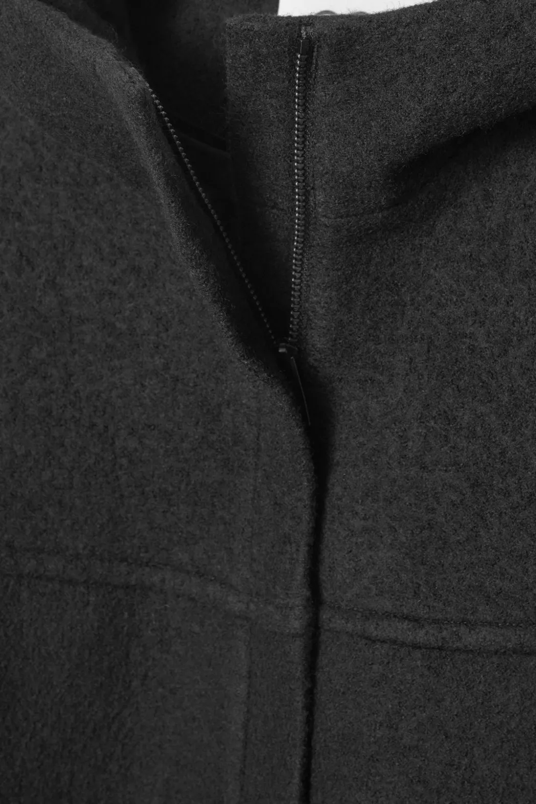 Outlet COS HOODED BOILED-WOOL COAT BLACK